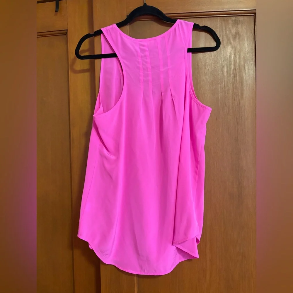 LILLY PULITZER HOT PINK AND METTALLIC GOLD COLBY SILK BLEND BLOUSE TOP L w CAMI - Picture 7 of 11
